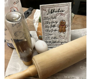 ADVENTSKALENDER 23. Dezember - Stickserie - ITH Postkarte Lebkuchenrezept